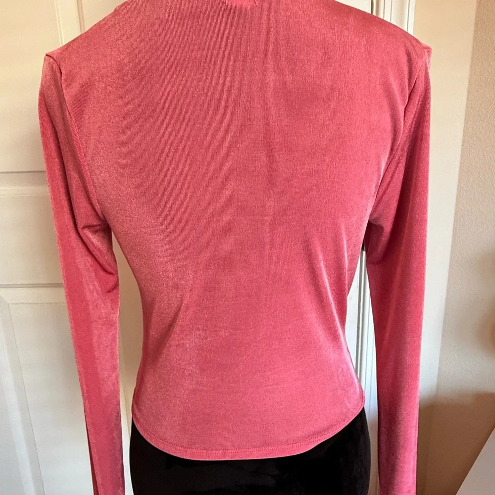 Pink Ruched Button-Up Top - Picture 8 of 14